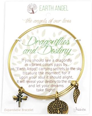 Earth Angels Dragonflies Bangle Charm Bracelet Brass