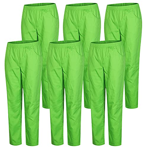 MISEMIYA - Pack 6 PCS - Pantaloni Unisex Vita Elastica Uniforme di Lavoro Clinica Ospedale Pulizia Veterinario IGIENE - Medium, Apple Green