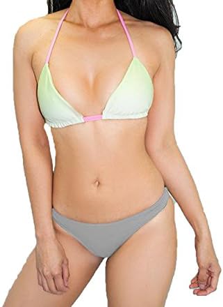 FANGUO Womens Bikini Set Splicing Swimsuit Casual Adjustable Strap Beachwear Padding Sexy (Medium, Green)