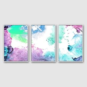 3 Piece Framed Canvas Home Artwork Decoration Watercolor Sfumato Canvas Wall Art for Living Room, Bedroom - 16"x24"x3 Panels