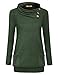 Miusey Autumn Sweaters for Women, Ladies Turn Down Button Collar Raglan Sleeve Banded Hem Pockets Warm Loose Pullover Tunic Top Shirt Juniors Long Sleeve Cowl Oblique Oversize Tops Neck Green XXL