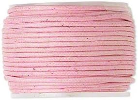 Beading Cord Spool Wax Coated Cotton Beading Cord String Cording for Beads &amp; Jewelry 25 Meter 27 yards (2 mm, Pink)