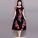Lutos Women Elegant O-Neck Short Sleeve Long Dress Casual Flower Printed Slim A-Line Dressthumb 4