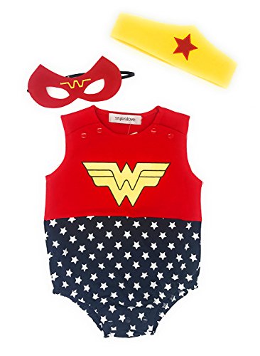 StylesILove Baby Girl Wonder Woman Inspired Costume Jumpsuit 3 pcs Outfit