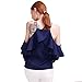 BELLA PHILOSOPHY Women's Chiffon Blouse Shirt With Halter Cami Off Shoulder Ruffles Flounce Long Sleeve Details … (XL, Navy Blue)