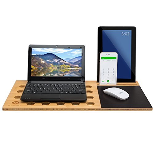 Morvat Bamboo Computer Lap Desk Board Multi-Tasking Laptop Tablet Cellphone Stand Holder with Built-in Mouse Pad, Bed Desk, Laptop Table for Bed,