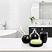 4 Pc Round Black Ceramic Bath Accessories Set w/ Soap Dispenser, Toothbrush Holder, Tumbler, Soap Dish