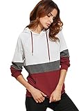 DIDK Women's Long Sleeve Drawstring Colorblock Pullover Hoodie Sweatshirt