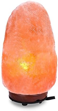 LoveisCool Natural Himalayan Hand Carved Rock Salt Lamp with Bulb &amp; Wood Base, 7-9’’