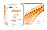 Cranberry USA CR3015 Softouch Vinyl Powder Free Exam Gloves, X-Small, Clear (Pack of 100)