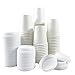 Black Cat Avenue 50 Sets 8 oz Disposable Hot White Paper Cups with Lids For Hot Drinks Coffee Cocoa Chocolate Latte Cappuccino