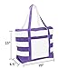 DALIX Striped Boat Bag Premium Cotton Canvas Tote in Purple