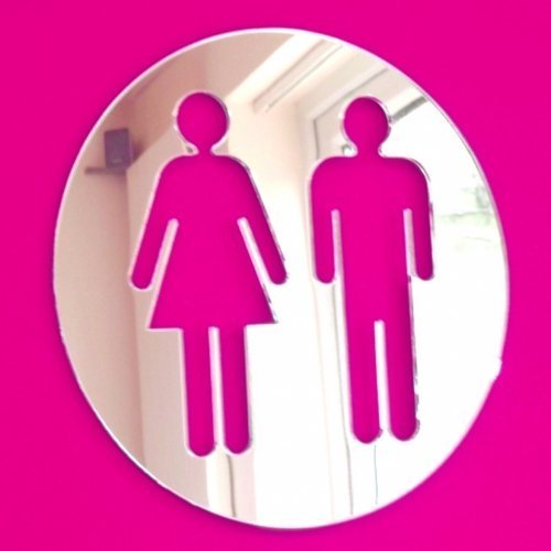 Super Cool Creations Male and Female Round WC Sign Mirrors - 40cm x 40cm