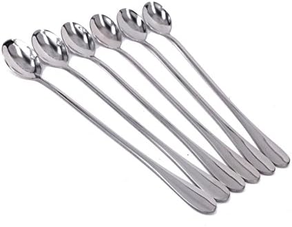 9 Inch Long Handle Stainless Steel Ice Cream Spoon,Coffee Mixing Spoon, Cocktail Stirring Spoons(6 PCS)