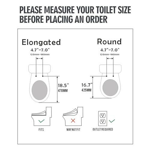 WLJBIDET Bidet Toilet Seat with Remote Control, Electronic Heated Bidet Seat with Adjustable Warm Water and Pressure, Warm Air Drying, Display Screen, Night Light, Slow Closed Toilet Lid, Elongated