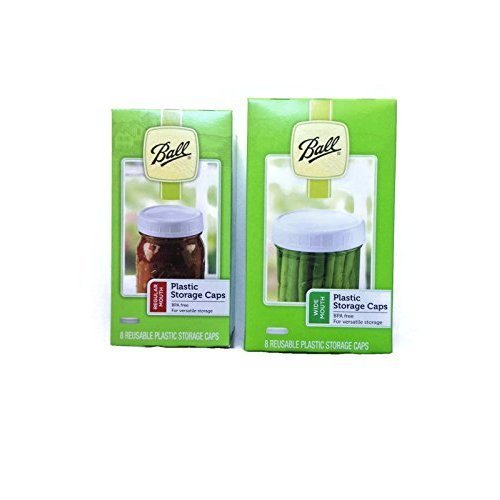 Set of Ball Storage Caps: Regular Mouth Jar & Wide Mouth Jar - 1 Package of Each (2)