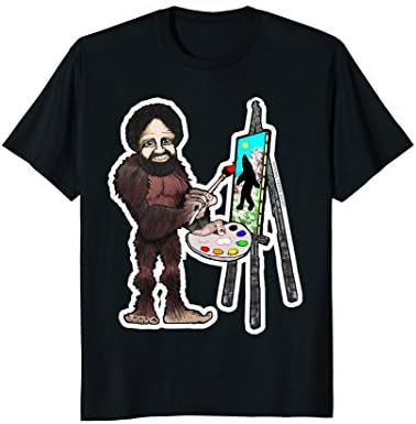 Mens Happy Little Bigfoot; Painting Joy of Sasquatch Artist Paint T-Shirt