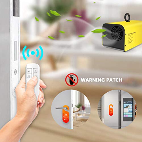 10,000mg Ozone Generator Air Purifier, Elementa Wireless Remote Control Ozone Cleaner, Portable Smart Air Purifier Ionizer O3 Machine for RV Basement Classroom Odor Remover (YELLOW)