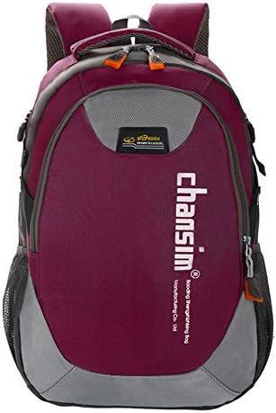 NVAENS Outdoor Backpack Hiking Shoulder Bag Junior High School Student Bag Nylon Backpack Large Capacity Leisure Backpack (Dark Purple)