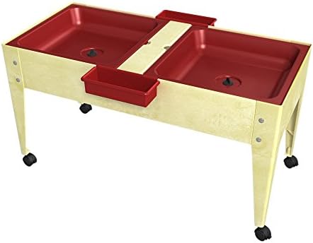 ChildBrite 24" 2 Red Tubs with Drain and 4 Casters Sandal Frame Youth Double Mite