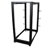 StarTech.com 25U Open Frame Server Rack - Adjustable Depth - 4-Post Data Rack - w/Casters/Levelers/Cable Management Hooks (4POSTRACK25U)