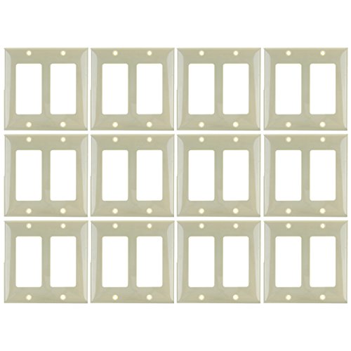 Sunlite 40911-SU 2-Gang Decorative Switch and Receptacle Plate, Plastic, Standa…