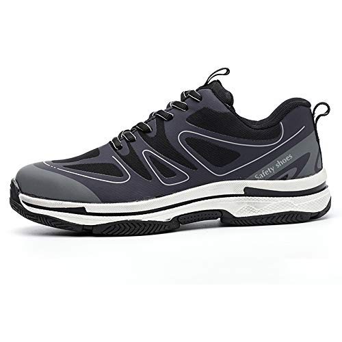 fashion steel toe work shoes industrial&construction shoes for man puncture proof safety shoes for women (man 10, 1822 grey)