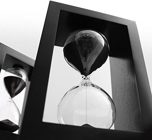Sand Timer Hourglass Black Set, Time Management System, 60 minute/1 hour &amp; 10 minute with Protective Wooden Box - Perfect for Office Decor