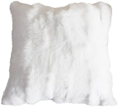 Customized Real Natural Rabbit Fur Sofa Pillow Case Decorative Cushion Cover,Natural White,20inch20inch