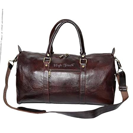 High Touch Chestnut Brown- Genuine Leather Duffel Travel Bag