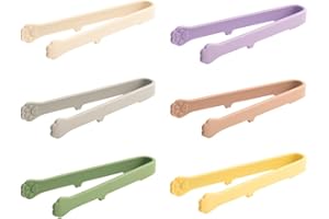 6PCS Silicone Mini Tongs Set, 5.7 Inch Small Kitchen Tongs in 6 Colors for Serving Food, Cute Cooking Tongs for Candy, Snacks