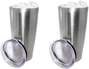 Stainless Steel Tumbler Set - Set of 2 - 20 Oz. Tumblers - Keep Ice Frozen for 55 Hours - Eskimo Personal Cooler Mugs with EskiLock Lid