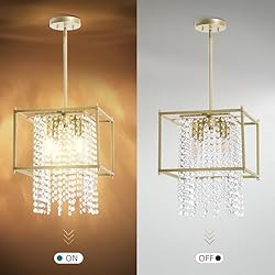 YITAHOME Gold Crystal Square Chandeliers, Modern