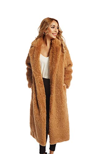 Women Faux Fur Winter Coats Comfort Warm Outerwear Open Front Long Cardigan Overcoat Jacket M - Thumbnail 7