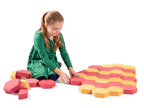 Playlearn Foam Paver Building Blocks 30 Piece Stacking Blocks For Kids Safe Nontoxic Eva Foam Red And Tan