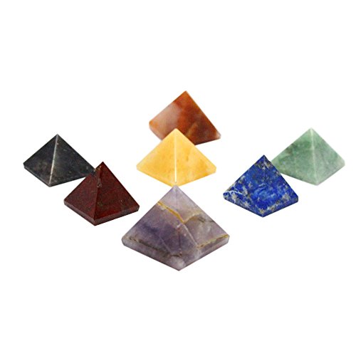 Pyramid Chakra Set -- Pyramid Shaped Chakra Stone - Chakra 7 Pyramid Set - Reiki - Metaphysical - Crafting with Rock Paradise Exclusive Certificate of Authenticity AM19B11-02