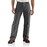 Carhartt Men's Washed Duck Work Dungaree Flannel Lined,Gravel,36 x 34
