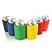 Beer Can and Bottle Insulators, Indestructible Foam Coolers, 6 Pack of Assorted Solid Colors, Blue, Red, Orange, Green, Yellow, Navy Blue