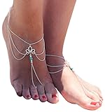 2Pcs Barefoot Sandal Turquoise Beads Anklet Tassels Beach Ankle Chain