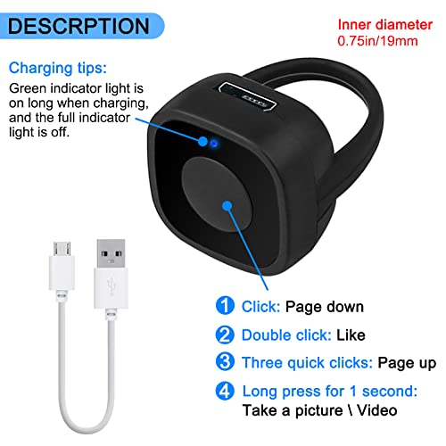 Bluetooth Page Turner Fernbedienung - TikTok Scroller & Selfie-Auslöser Ring