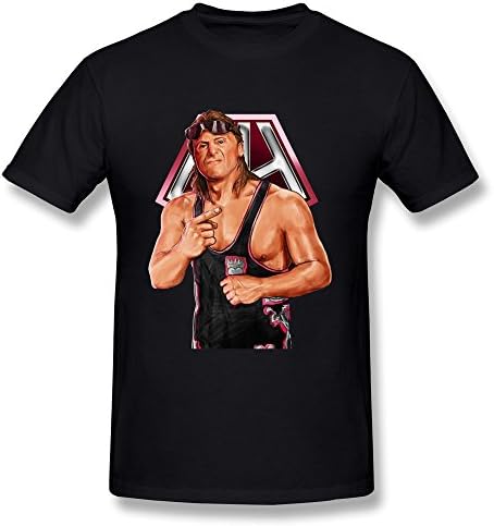 YIYONGFENGZHEN Men's Owen Hart Wrestling Rip T-shirt S Black