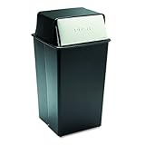 Safco Products 9895 Reflections By Safco Push Top Trash Can, 36-Gallon, Black
