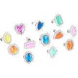 Rhode Island Novelty Plastic Jewel Rings, 24 Count Assortment