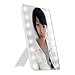 oenbopo Foldable LED Lighted Vanity Mirror with Light, Smart Touch Kickstand 16LED Lighted Vanity Mirror Makeup Cosmetic Countertop Cordless Table Mirror Adjustable Brightness (White)