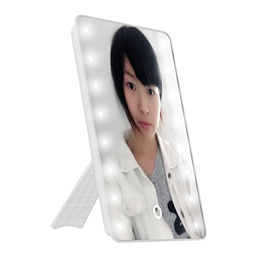 Foldable LED Lighted Vanity Mirror with Light, Oenbopo Smart Touch