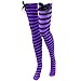Purple & Black Stripe Thigh-High Halloween Adult Women's Cosplay Costume Tights