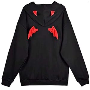 JIANMIN Anime cartoon T-shirt Vrouwen Harajuku Hoodies Meisje Leuke Devil Wings en Horns Gothic Hooded Sweatshirts Demon…