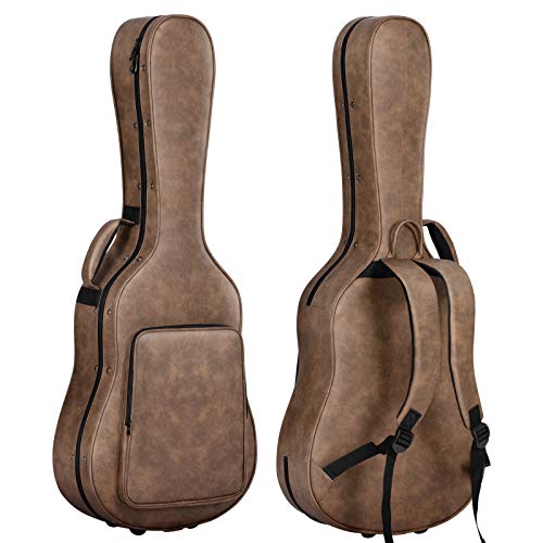 CAHAYA Akustikgitarre Koffer Hardshell 20mm Dicke Polsterung Wasserdichtes PU-Design Einfache Reinigung geeignet für 40 41 Zoll Akustikgitarre CY0227