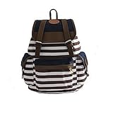 Eforstore New Unisex Canvas Backpack School Bag Vintage Stripe College Laptop Bags Rucksack for Teens Girls Boys Students Outdoor Travel with 1 Pc Eforstore Red Lucky Charms
