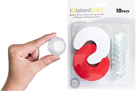 LalaLandBaby Baby Proofing House Kit | 8 Screw-Free Child Proof Corner Guards for Table Edges &amp; 2 Foam Baby Proof Door Stoppers for a Safe, Kid-Friendly Home